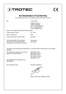 Deklaracja zgodności termometr na podczerwień TP10 <2018 (INT)